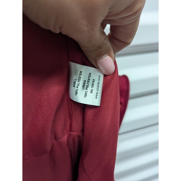Azazie Demi Size 8 (A8) Burgundy A-Line One Shoulder Chiffon Dress x1-16 - Picture 7 of 10